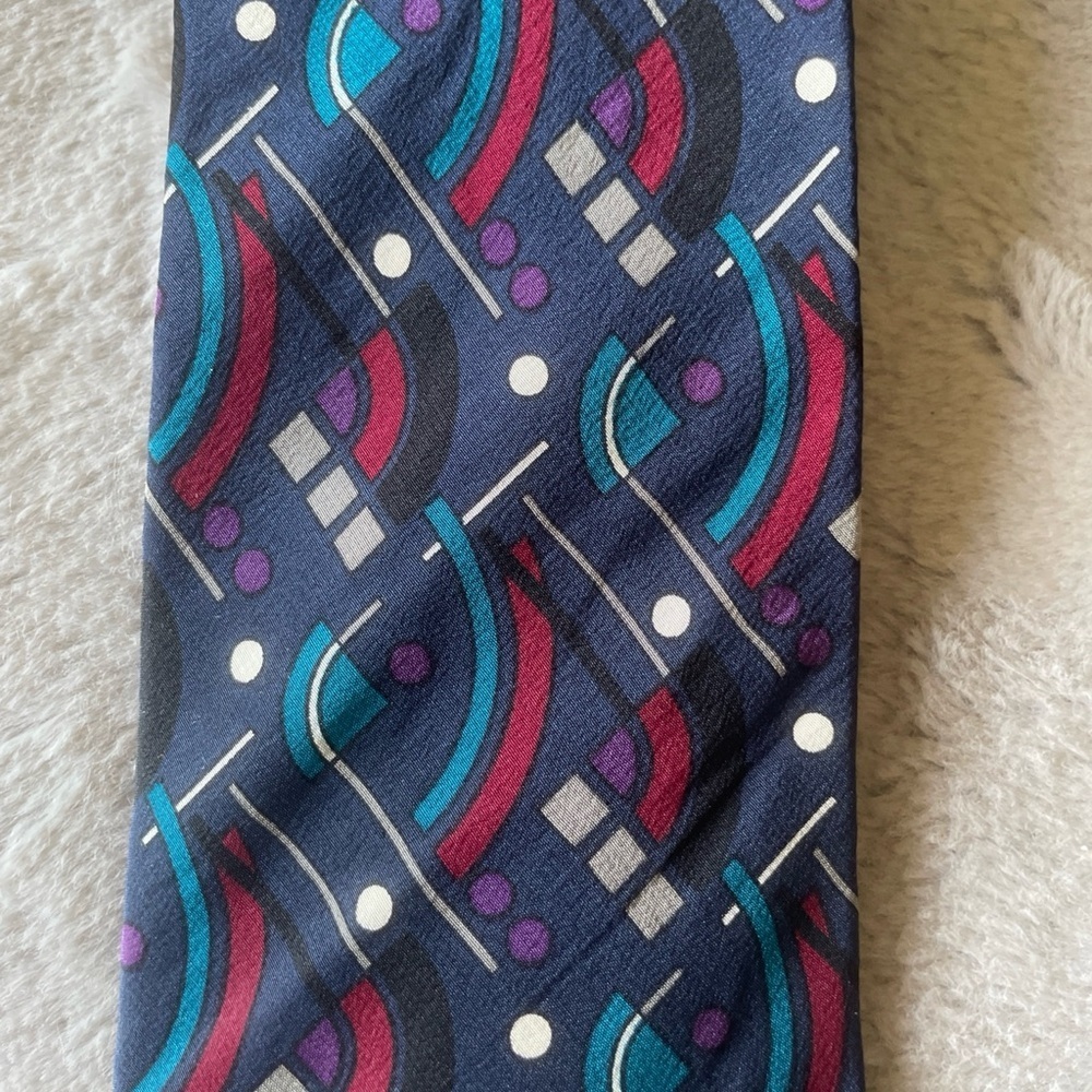 Halston Geometric Patterned Tie - Multicolor 100%… - image 4